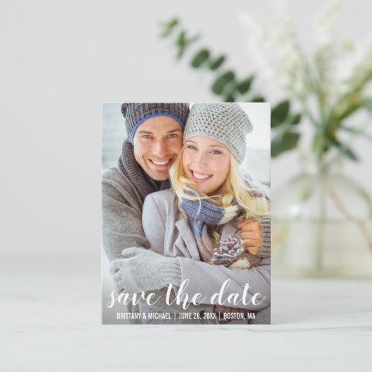 Modern Save the Date Verloving Foto Briefkaart WSB (Staand voorkant)