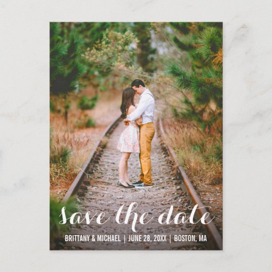 Modern Save the Date Verloving Photo Briefkaart LB (Voorkant)