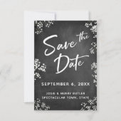 Modern Save the Date w / Baby's Breath & Chalkboar RSVP Kaartje (Voorkant)
