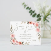 Modern Save the Date Waterverf Blush Roos Krans Briefkaart (Staand voorkant)