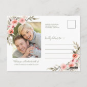Modern Save the Date Waterverf Blush Roos Krans Briefkaart (Achterkant)