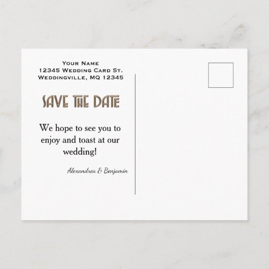 Modern Save The Date Waterverf Koraal Briefkaart (Achterkant)