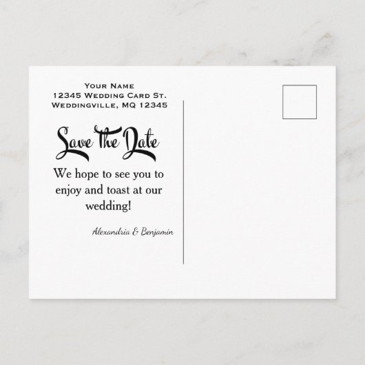 Modern Save The Date Waterverf Koraal Briefkaart (Achterkant)