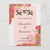 Modern Save The Date Waterverf Koraal Briefkaart (Voorkant)