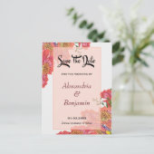 Modern Save The Date Waterverf Koraal Briefkaart (Staand voorkant)