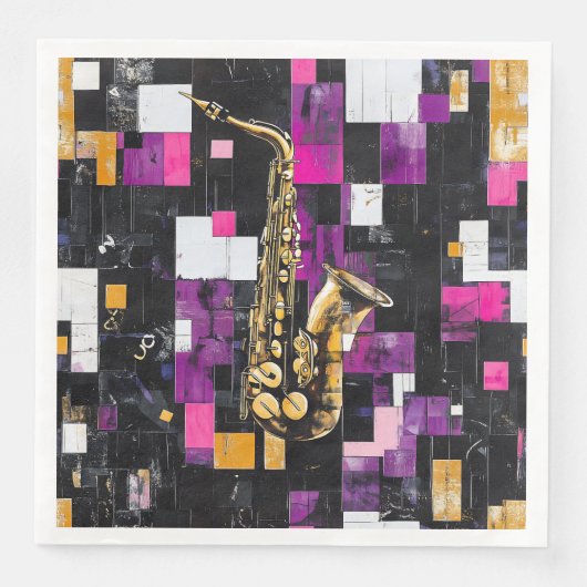 Modern saxofoon patroon servet (Voorkant)