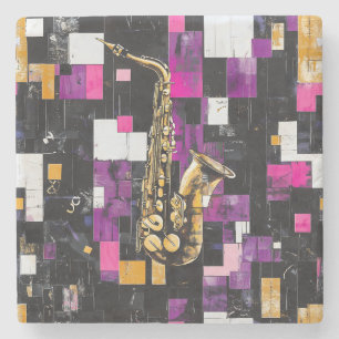 Modern saxofoon patroon stenen onderzetter