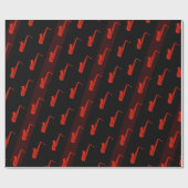 Modern Saxofoon Patroon Zwart Donkerrood Retro Coo Cadeaupapier (Vlak)