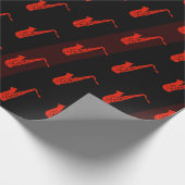 Modern Saxofoon Patroon Zwart Donkerrood Retro Coo Cadeaupapier (Hoek)