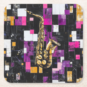 Modern saxofoonpatroon kartonnen onderzetters