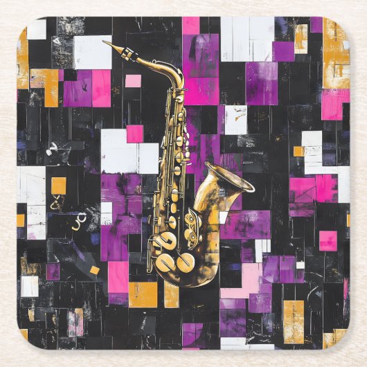 Modern saxofoonpatroon kartonnen onderzetters (Voorkant)