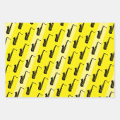 Modern Saxophone Pattern Jazz Black White Saxo Inpakpapier Vel (Voorkant 3)