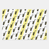 Modern Saxophone Pattern Jazz Black White Saxo Inpakpapier Vel (Voorkant)