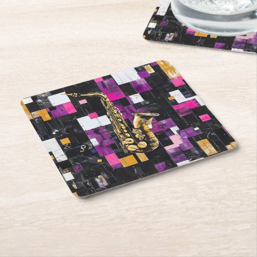 Modern saxophone pattern kartonnen onderzetters (Schuin)