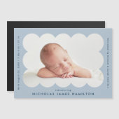 Modern Scalloped Photo Birth Announcement Magnet (Voorkant / Achterkant)