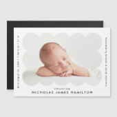 Modern Scalloped Photo Birth Announcement Magnet (Voorkant / Achterkant)