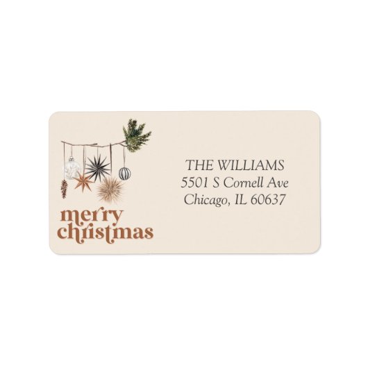 Modern Scandi Boho Merry Christmas Retouradres Etiket (Voorkant)