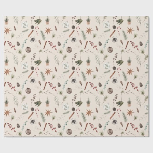 Modern Scandi Boho Neutraal Vrolijk Kerstfeest Cadeaupapier (Vlak)