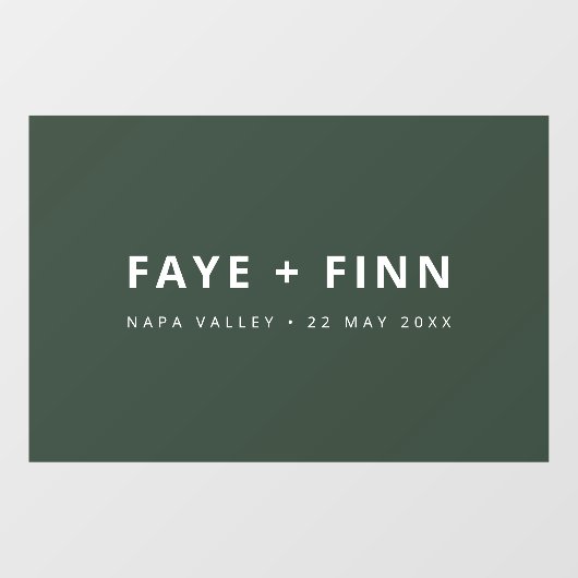 Modern Scandi | Bosgroen minimaal huwelijk Raamsticker (Vel)