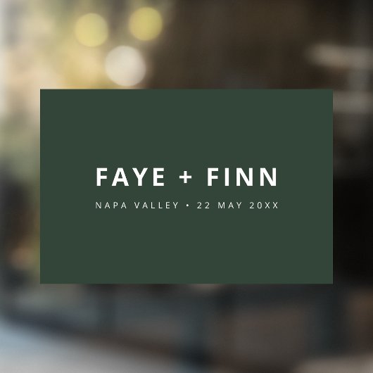 Modern Scandi | Bosgroen minimaal huwelijk Raamsticker