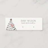 Modern Scandi Christmas Tree Heart Earring Logo Mini Visitekaartje (Voorkant)