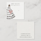 Modern Scandi Christmas Tree Heart Earring Logo Vierkante Visitekaartje (Voorkant / Achterkant)