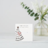 Modern Scandi Christmas Tree Heart Earring Logo Vierkante Visitekaartje (Staand voorkant)