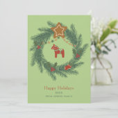 Modern Scandi Festive Christmas Greetings Green Feestdagenkaart (Staand voorkant)