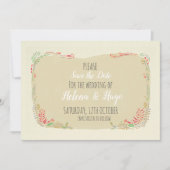 Modern scandi floral wreath Wedding Save The Date (Voorkant)