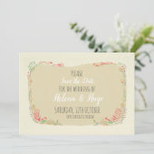 Modern scandi floral wreath Wedding Save The Date (Staand voorkant)