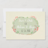 Modern scandi floral wreath Wedding Save The Date (Achterkant)