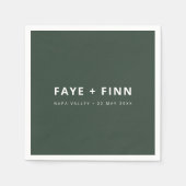 Modern Scandi Forest Green Minimal Wedding Buffet Servet (Voorkant)