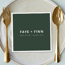 Modern Scandi Forest Green Minimal Wedding Buffet Servet
