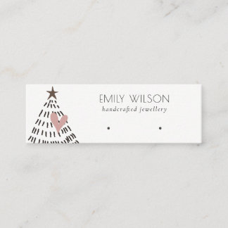 Modern Scandi Kerstboom Hart Oorbel Logo Mini Visitekaartje