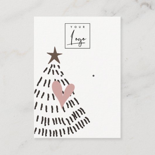 Modern Scandi Kerstboom Hart Oorbel Logo Visitekaartje (Voorkant)