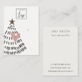 Modern Scandi Kerstboom Hart Oorbel Logo Visitekaartje (Voorkant / Achterkant)
