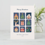 Modern Scandi met feestelijke iconen niet-foto Feestdagenkaart (Staand voorkant)