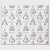 Modern Scandi Minimal Blush Heart Christmas Tree Cadeaupapier (Vlak)