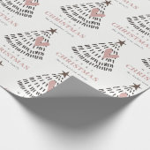 Modern Scandi Minimal Blush Heart Christmas Tree Cadeaupapier (Hoek)