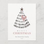 Modern Scandi Minimal Blush Heart Christmas Tree Feestdagenkaart (Voorkant)