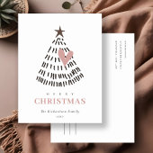 Modern Scandi Minimal Blush Heart Christmas Tree Feestdagenkaart