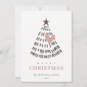 Modern Scandi Minimal Blush Heart Christmas Tree Feestdagenkaart (Voorkant)