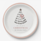 Modern Scandi Minimal Blush Heart Christmas Tree Papieren Bordje (Voorkant)