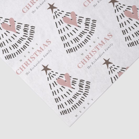 Modern Scandi Minimal Blush Heart Christmas Tree Tissuepapier (Detail)
