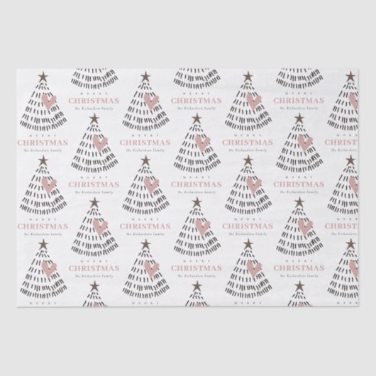 Modern Scandi Minimal Blush Heart Christmas Tree Tissuepapier (Voorkant)