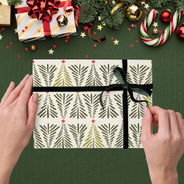 Modern Scandi Nordic Dennenboom Vakantie Kerstmis Cadeaupapier