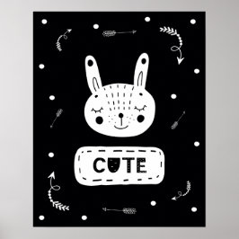 Modern scandi schattig Bunny Nursery Poster