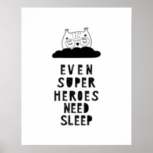 Modern scandi slaapuilhelden poster