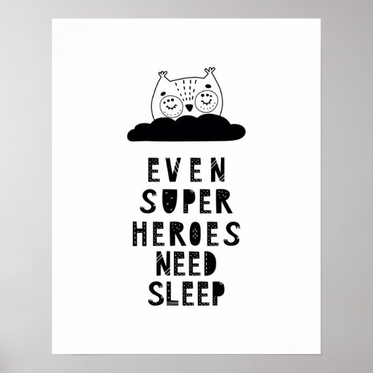 Modern scandi slaapuilhelden poster (Voorkant)