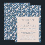 Modern Scandinavian Blue Floral Wedding Invitation Kaart<br><div class="desc">Deze moderne botanische trouwuitnodiging bevat een minimalistische samenstelling en eenvoudige typografie in blauw en wit met een stijlvol bloempatroon.</div>